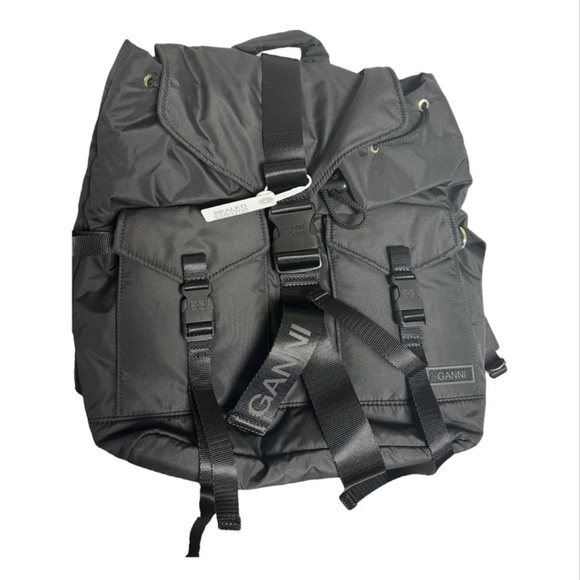 NEW Ganni big black tech backpack